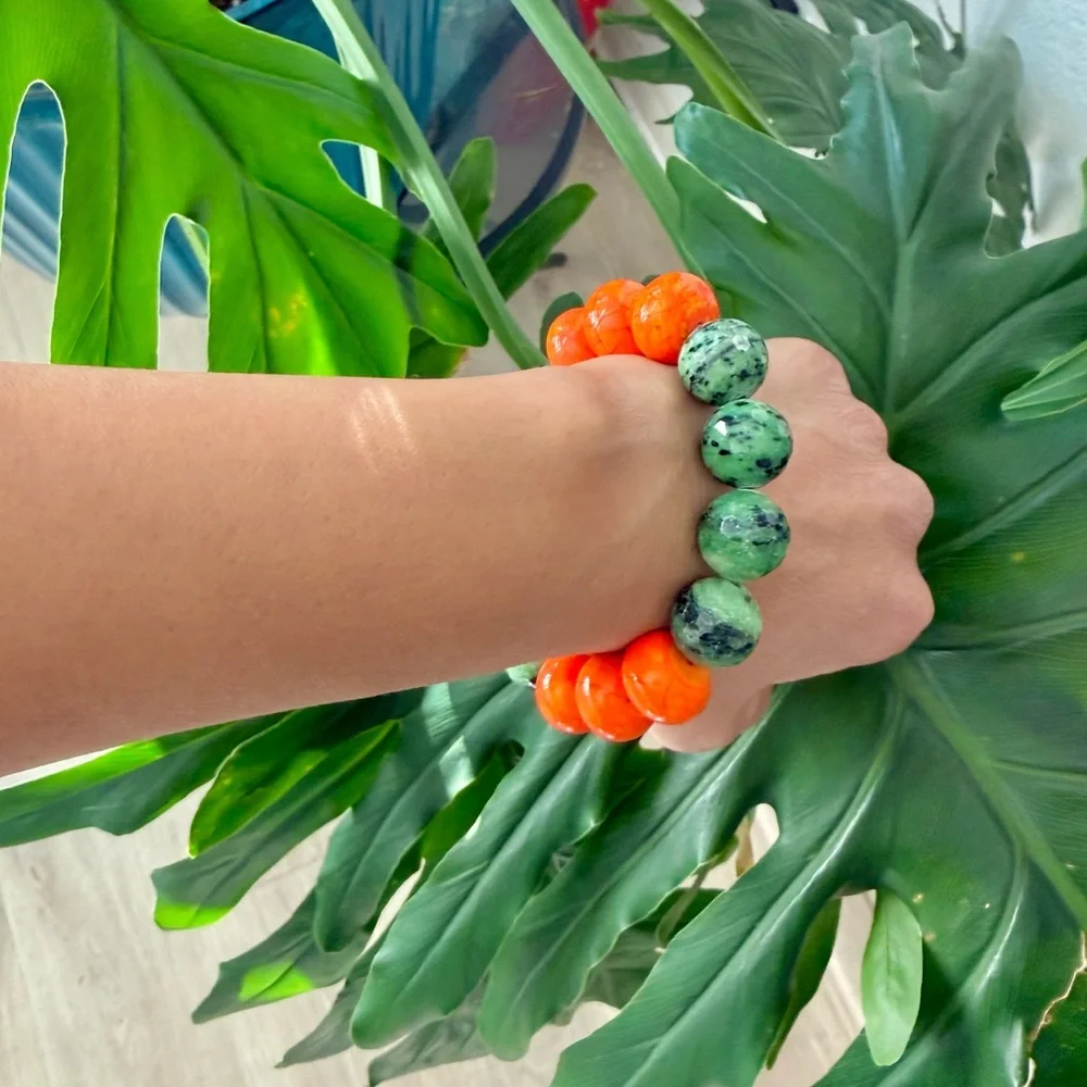 Ruby on Fuchsite & Howlite bracelet - Picture 2 of 6